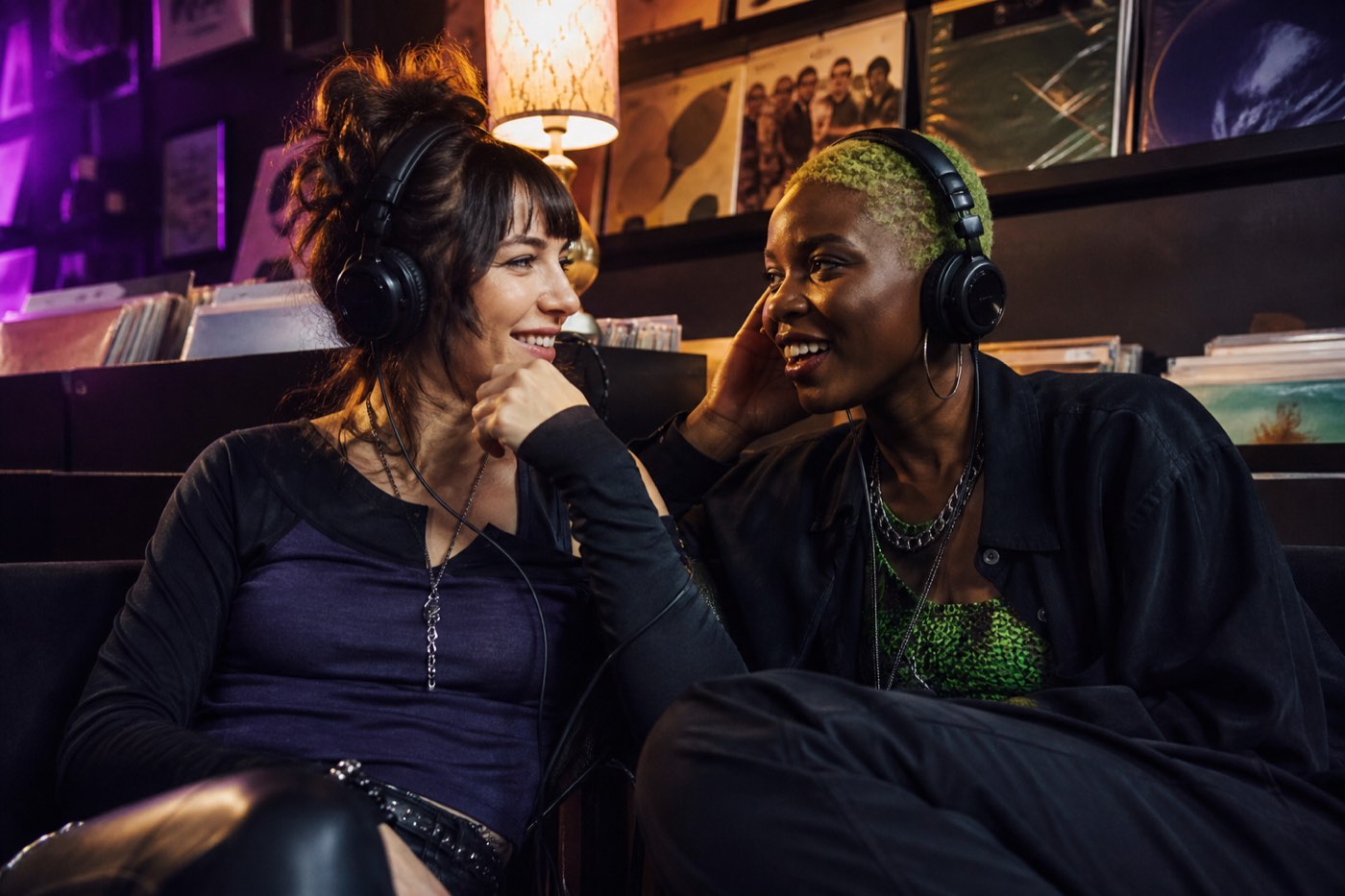 Friends connecting through sound and conversation
